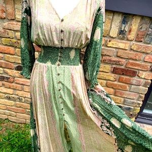 Free People peasant dress, Size M, Green pattern